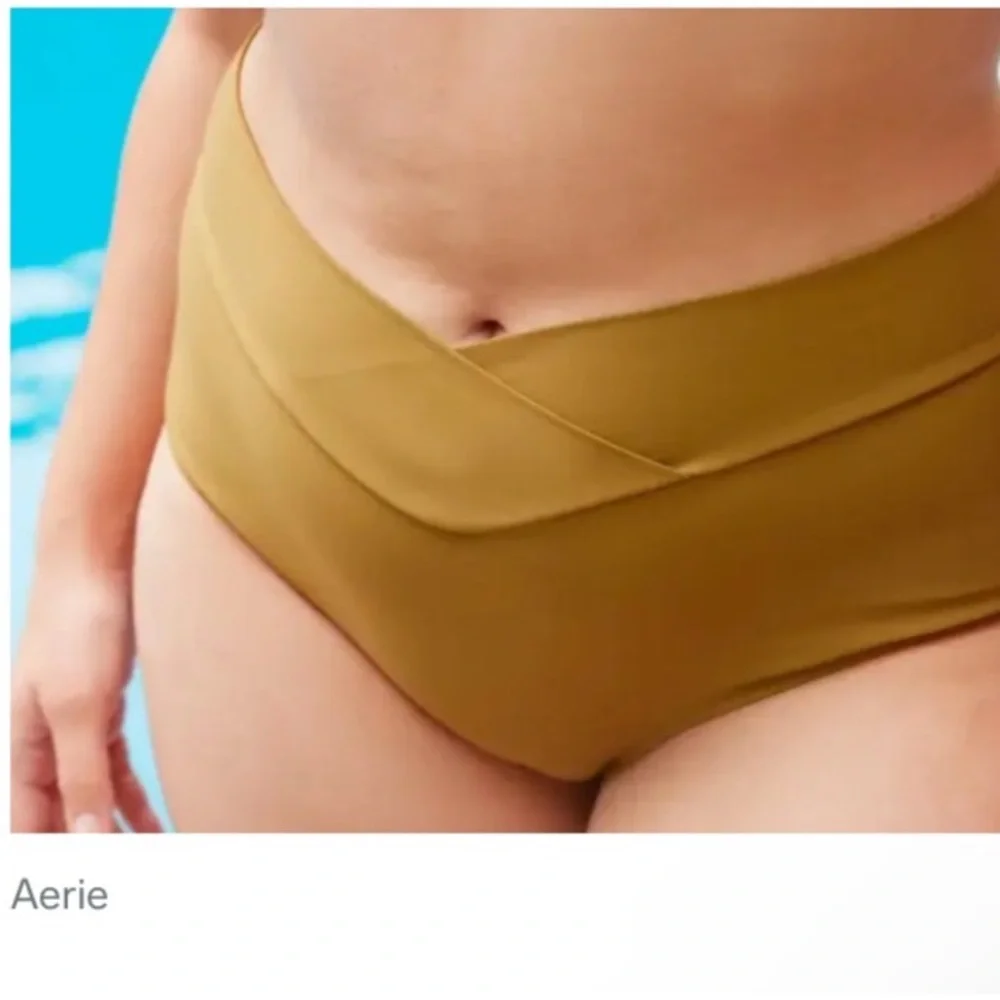 NEW Aerie Pink wrap triangle bikini top and Crossover High Waisted Bikin…